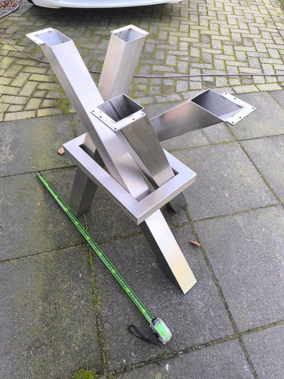 Image 1 of Gamba da tavolo in acciaio inox con base a croce