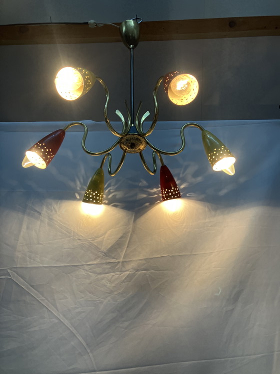 Image 1 of Vintage spider sputnik space age 50s ceiling lamp.