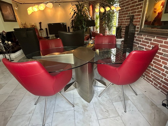 Beautiful Dining Table Made of Stainless Steel and Glass – Knoll, rvs (photo 3 of 12)