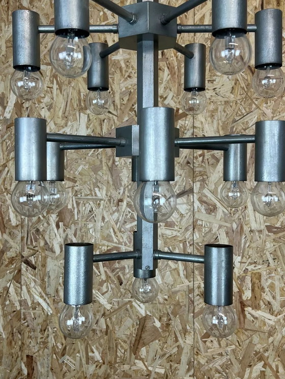 Image 1 of XL 60s 70s Kroonluchter Hanglamp Chroom & Metaal Ontwerp 60s 70s