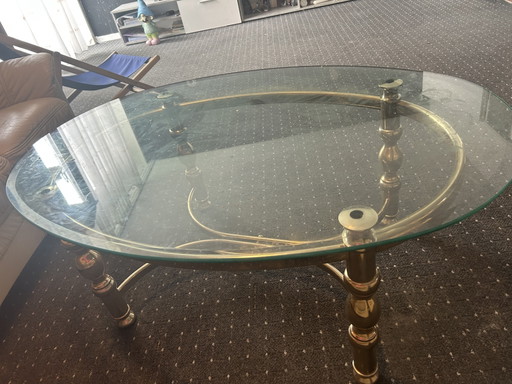 Tavolino da caffè in stile Impero in ottone e nichel anticato