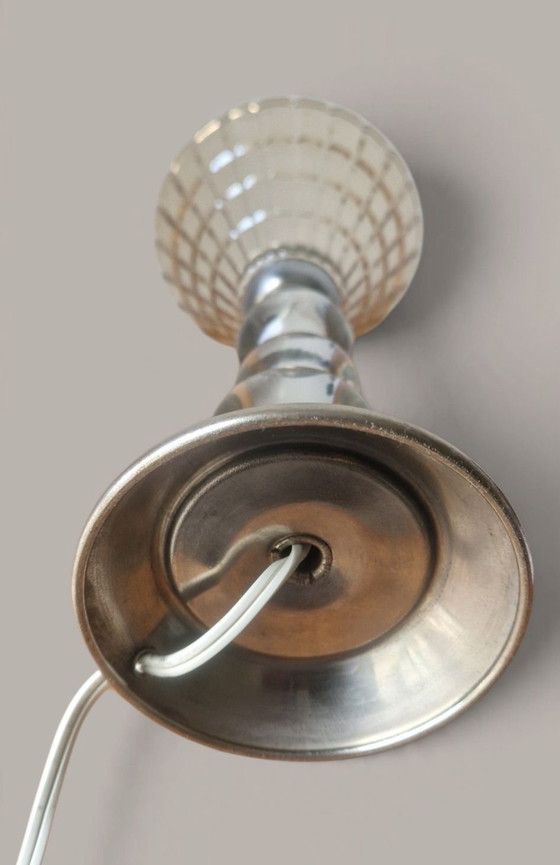 Modernist Glass and Metal Lamp - Jacques ADNET Style - 1950s – Table lamps (photo 9 of 15)