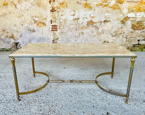 Mid-Century , Vintage Marble & Brass Coffee Table, 1960S