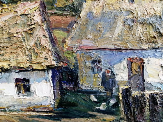 Original Ölgemälde: Ländliche Landschaft, Dorfleben Indian Summer – Gemälde & Zeichnungen, Canvas (photo 8 of 10)