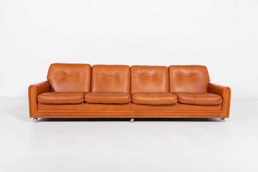 1960's Vintage Danish Modern Canapé en cuir cognac