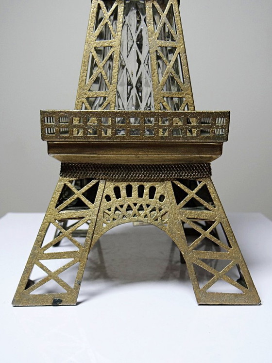 Image 1 of Large Eiffel Tower bottle, musical "Le Fiacre" vintage Japanese collection