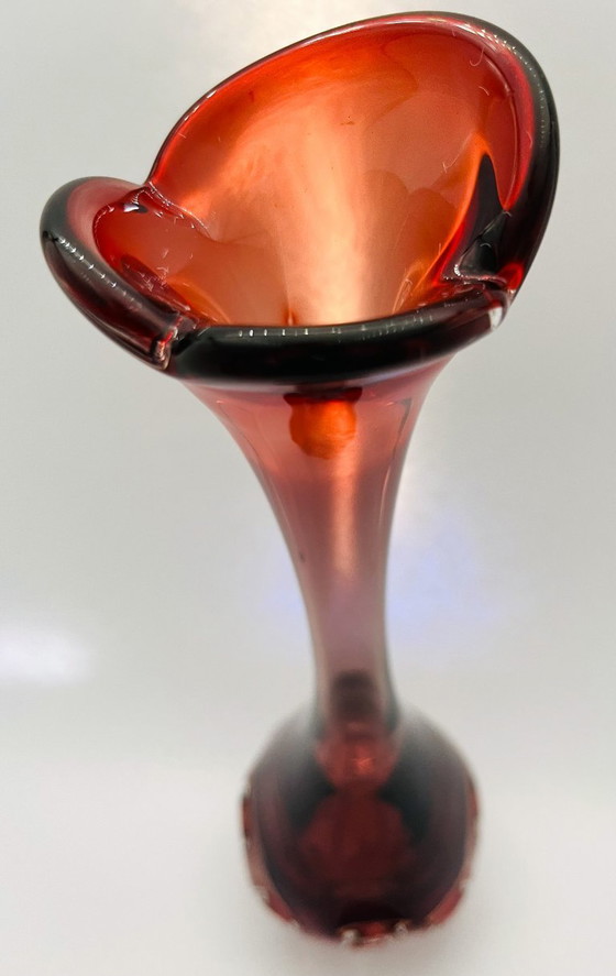 Image 1 of Retro sueco- Börne augustsson- Jarrón con huella digital - alto- rojo