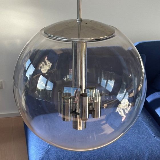 Image 1 of 2 lámparas de Limburg Glashütte * Enorme lámpara de techo de diseño * Lámpara de globo de la era espacial - Bauhaus - rareza