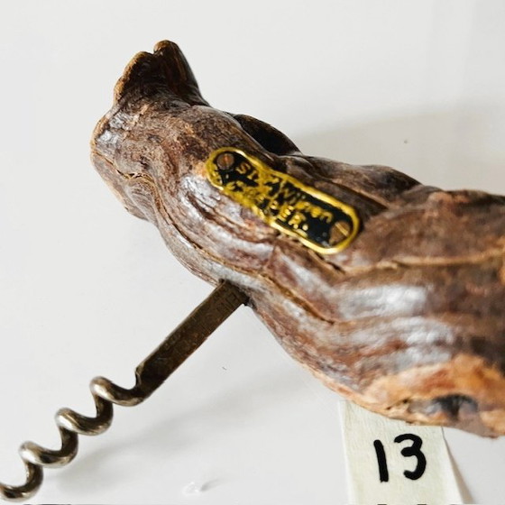 Image 1 of Tire-bouchon ancien français Laurent Siret, 13 racines en bois de vigne, années 1920