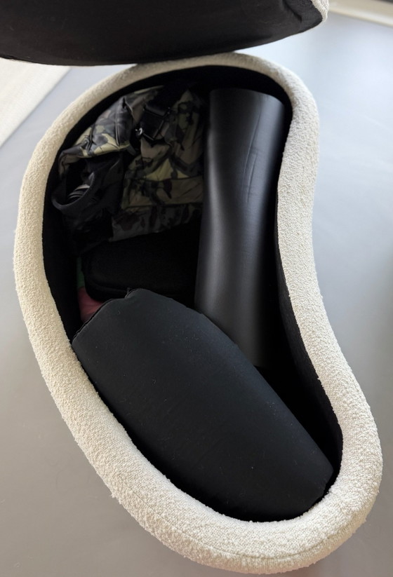 MADE.com Whitewash Bouclé Set: Armchair & Storage Pouf – Polyester, Textile (photo 6 of 7)