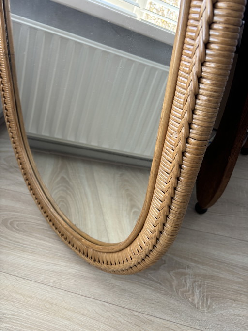Mirror 85 x 62 cm Vintage With Hard Rattan Wicker Frame