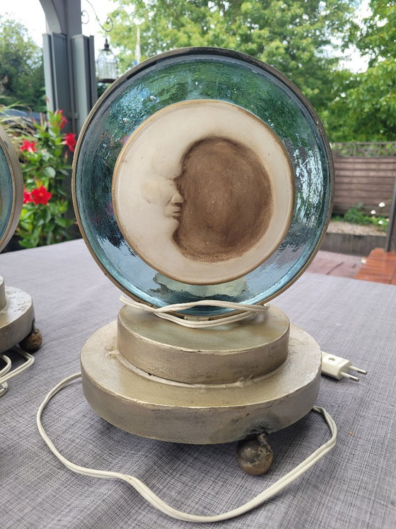 Rare Designer Table Lamps Spain Moon Handmade – Brass, Metal (photo 2 of 13)