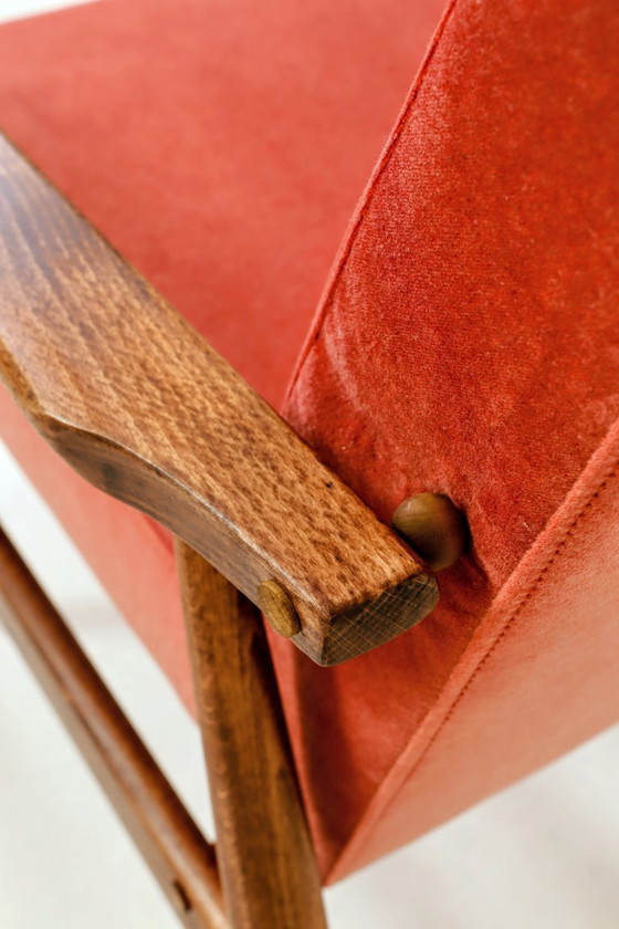 Image 1 of Lounge Chair Vintage Raspberry Opal Velvet Mid Century Design, 1960