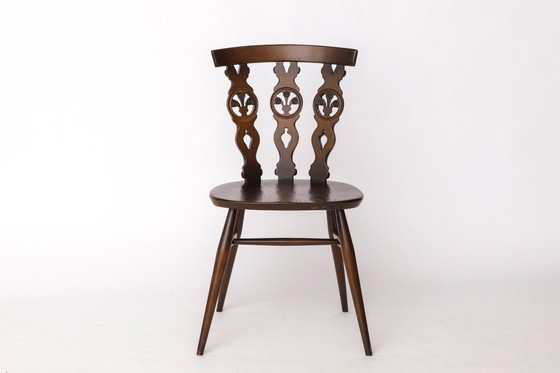 Image 1 of Set of 6 Mid-Century Elm Dining Chairs by Ercol – Vintage English Chairs, 1960s
