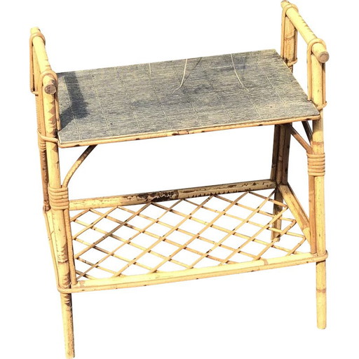Vintage rotan bijzettafel