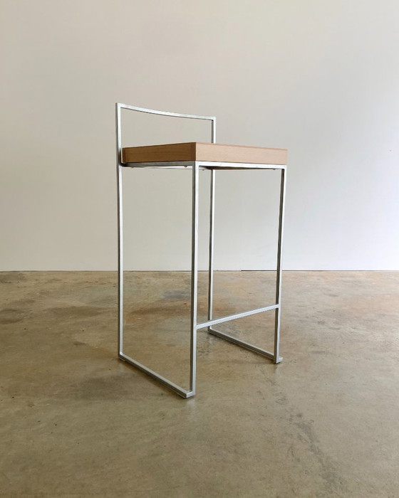 8x Lapalma Cubo Barstool by Enzo Berti – Wood, rvs (photo 10 of 15)