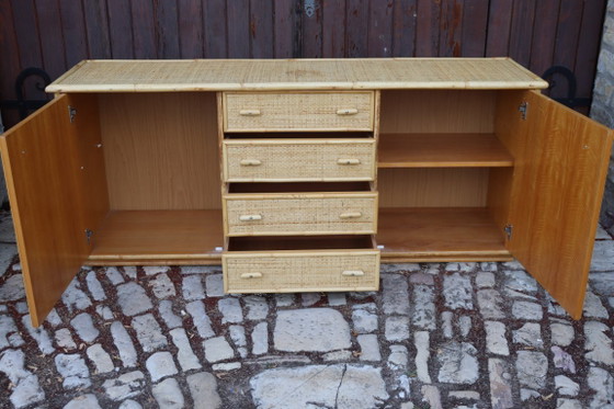 Enfilade Rotin Et Bambou Dans Le Goût Dal Vera 1970 Italie – Buffet bas, Rattan (photo 9 of 10)