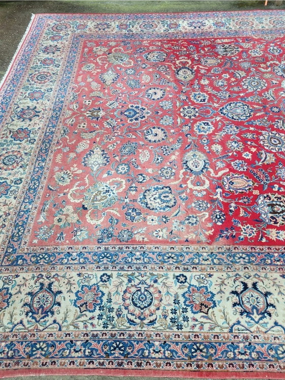 Image 1 of Alfombra Kashan Oriental XXL auténtica de 458x321 cm con parte superior anudada a mano.