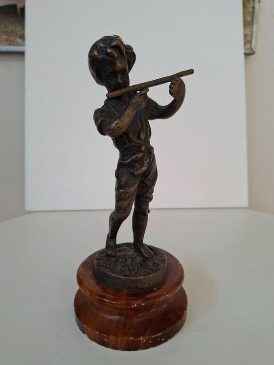 Image 1 of Scultura in Bronzo "Il Giovane Pifferaio"