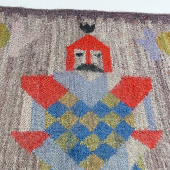 Image 1 of Tapisserie figurative tissée à la main, vintage d'Europe de l'Est, 75 x 81 cm