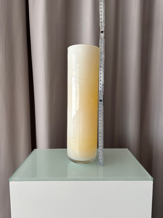 Vaso Cilindrico, Vetro Crema e Giallo, Vasi, Modern (foto 7 di 8)