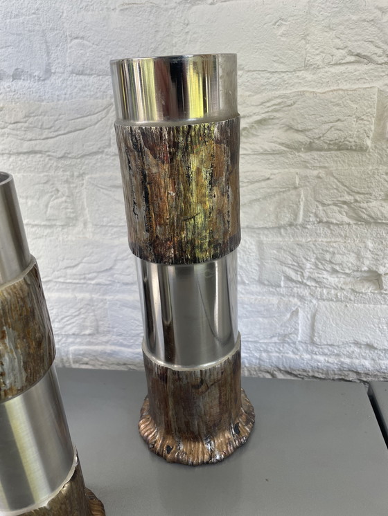 Image 1 of Satz von 3 brutalistischen Metallen aus Duitsland aus den Jahren 60/70