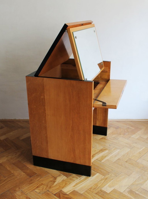 Modernistischer Schminktisch aus den 1950er Jahren mit verstecktem, verstellbarem Spiegel