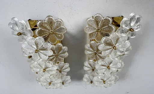 Set van 2 mid Century gebloemde wandlampen/wandlampen van Ernst Palme, jaren 1960