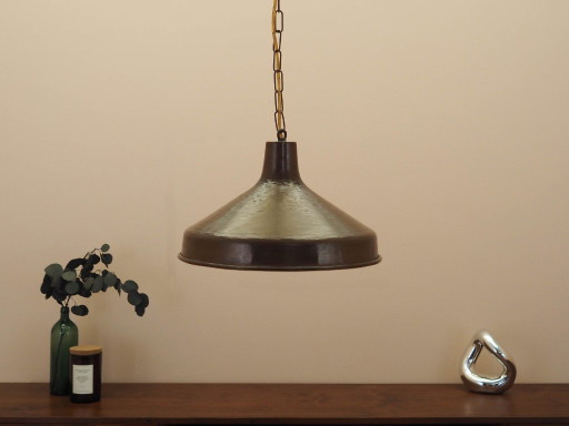 Deense messing hanglamp, industriële kap met Scandinavisch design, jaren 60 – hanglampen, Brass (photo 2 of 10)