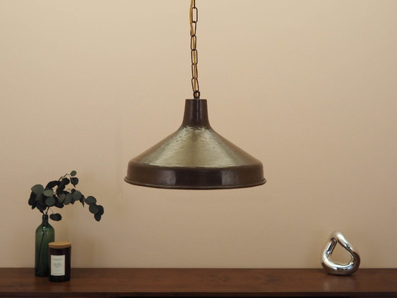 Deense messing hanglamp, industriële kap met Scandinavisch design, jaren 60 – Hanglampen, Brass (photo 2 of 10)