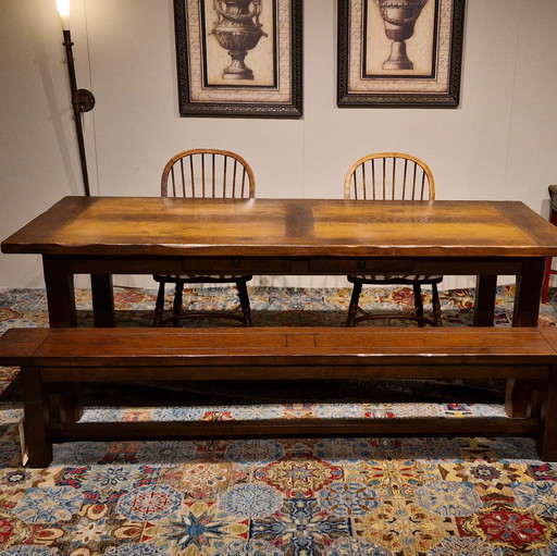 Antix Farmers dining table - 220x90 with dining bench