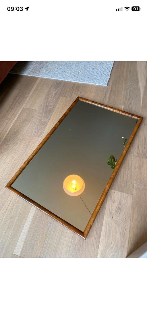 Specchio vintage in legno di radica