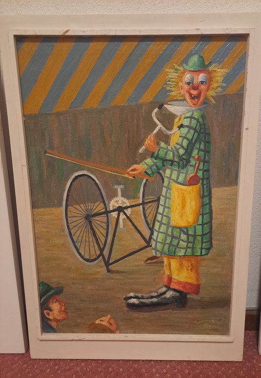 3 Gemälde von Clowns von Cees Witters, Künstler 1899-1981