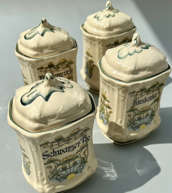 Image 1 of Heer - Tea container/box (4) - ceramic - hand-painted Germany - - 1960-1970