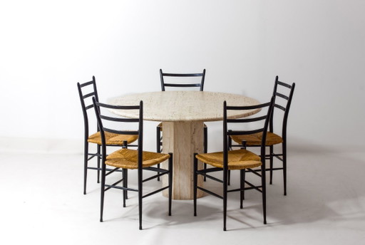 Organische travertin eettafel, Italië, jaren 70