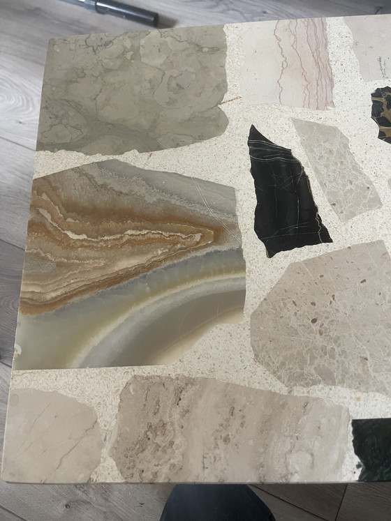 Image 1 of Vintage Brutalist Palladiana Coffee Table – 1970s – Onyx, Verde Antico & Travertine