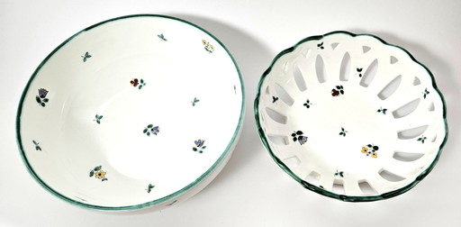 Austria GMUNDNER KERAMIK ceramic serving or fruit bowl set | 2Pcs Vintage Handpainted Ceramic Bowls