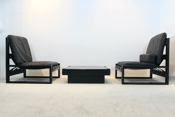 Ensemble de salon par Atelier Sonja Wasseur, Salons de jardin & lounge design d'occasion, Cuir, Bois (photo 12 sur 14)