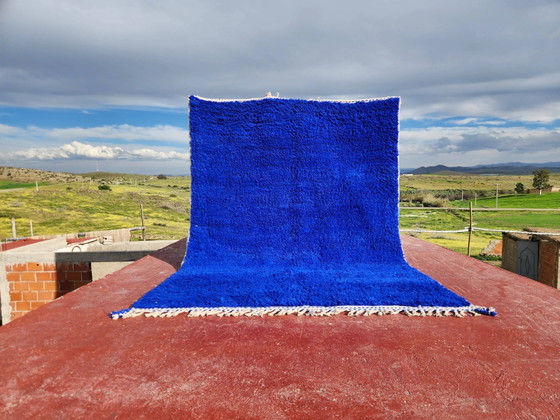 Large Beni Ouarain Berber rug in Majorelle blue, 300x200 cm, thick wool, Rugs & carpets, Cotton, Scandinavian (photo 2 of 17)