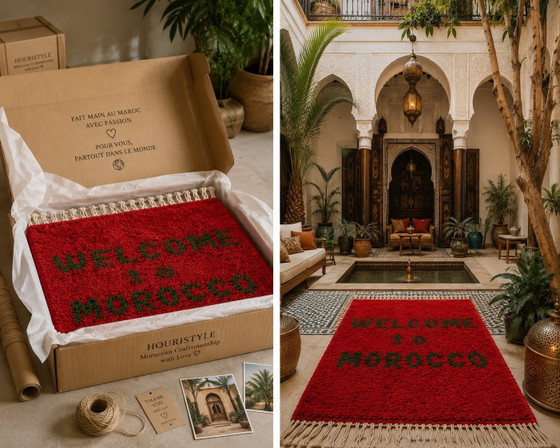 Image 1 of Welcome to Morocco – Red handcrafted Moroccan rug