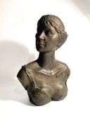 1950s Lost-Wax Bronze Sculpture of a Lady Bust by Giuseppe Motti
