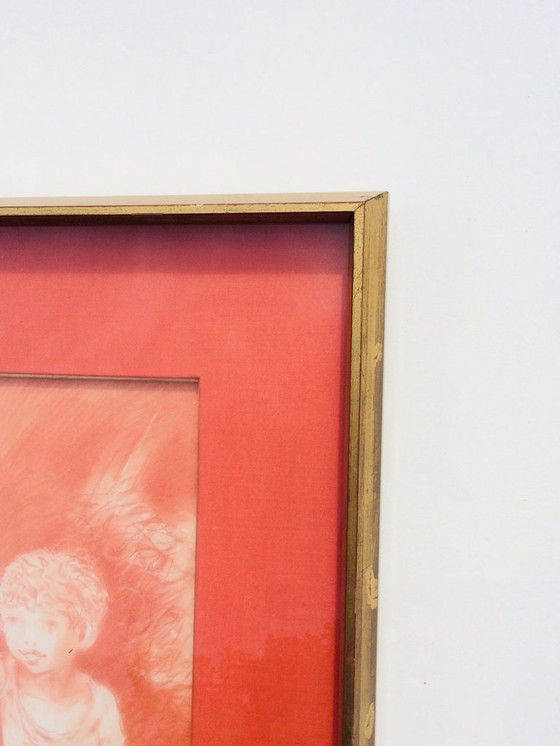 Image 1 of Alvarido, Large Red Chalk: 'The Gift' 70s Vintage