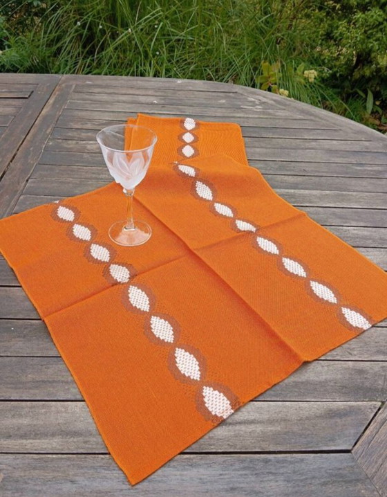 Image 1 of 5 Serviettes De Tables Orange / Marron Vintage