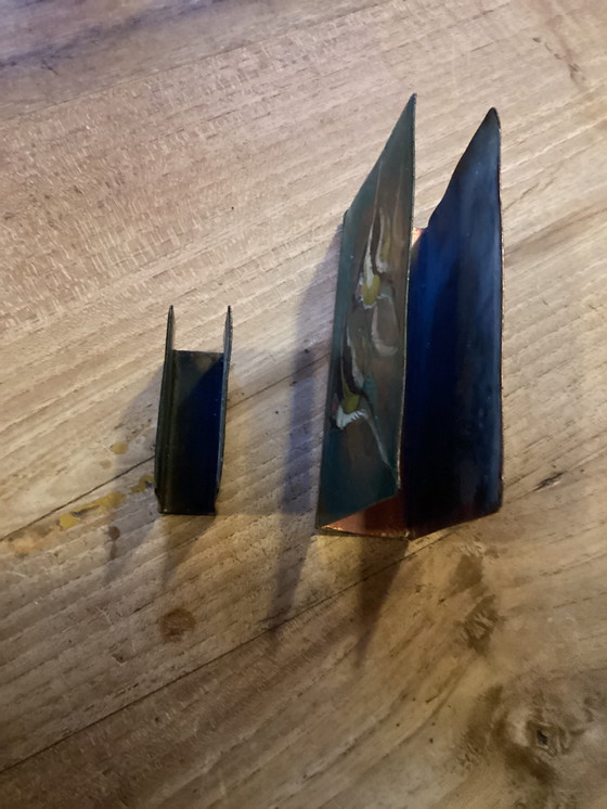 Image 1 of Emaille vintage Luciferhouders van Nelly Damsma uit 1960/1970