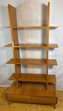 Mid Century Modern Style Teak Shelving Unit / Room Divider Scandinavian Influence  A striking mid century modern style shelving 