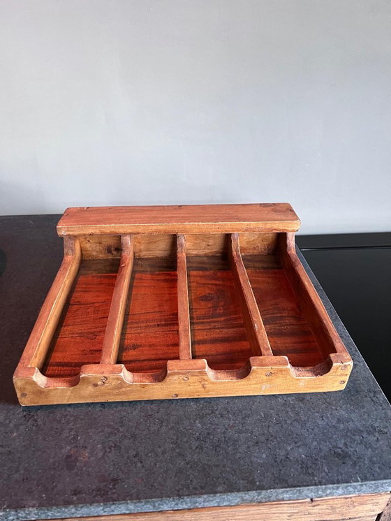 Image 1 of Handcrafted Solid Mahogany Cutlery Box | Artisan Wooden Flatware Storage | Luxury Dining Organizer | Free Shipping