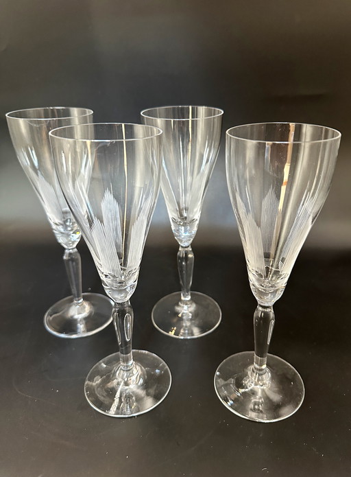 4 x Sektgläser 1960er Jahre, geätztes Design
