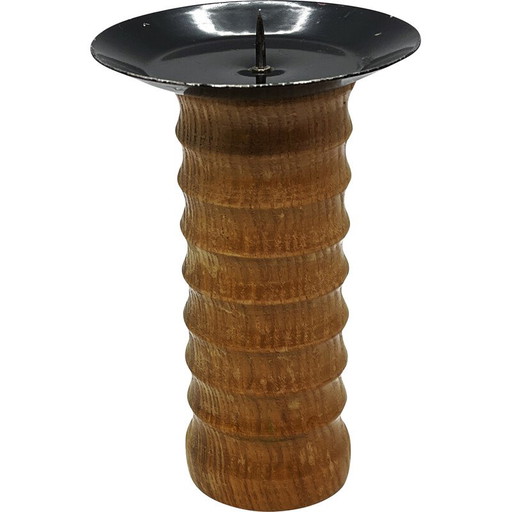 Vintage candlestick in wood and steel, Germany