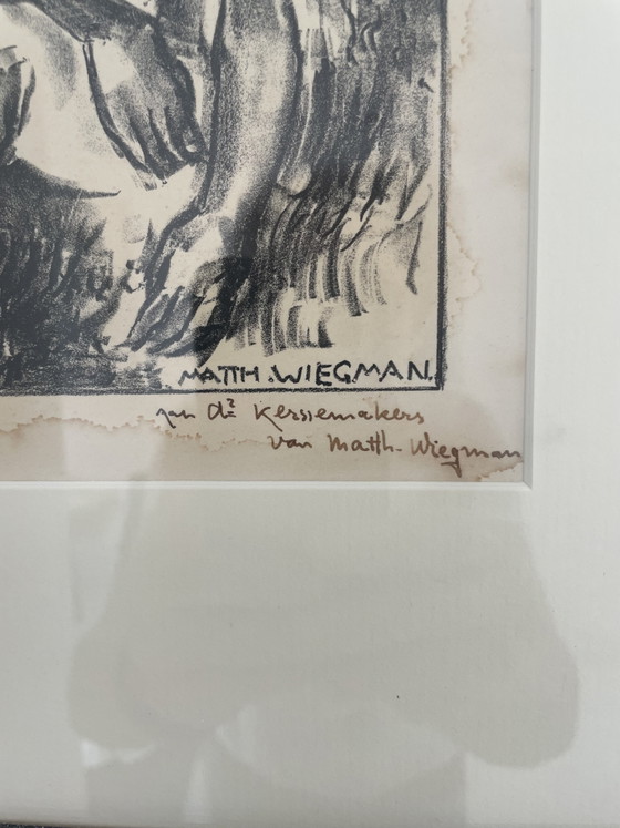 Litografia vintage incorniciata di Matthij Wiegman. Il buon samaritano – Litografie e stampe, Glass, Paper (photo 3 of 6)