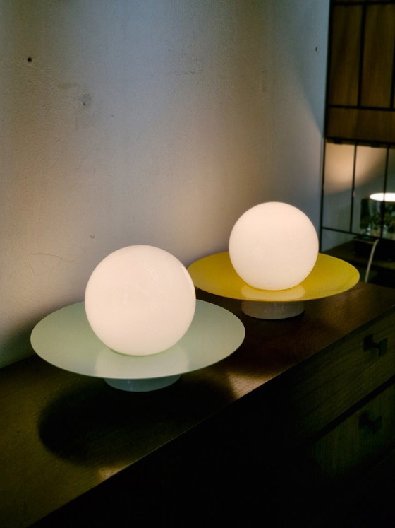 Space Age 'UFO' Ceiling Lights Set Yellow & Mint Green – Metal (photo 10 of 10)